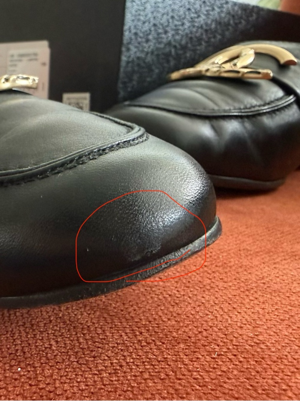 CHANEL Black  Leather Loafers with Gold CC Medallion . - Picture 10 of 12